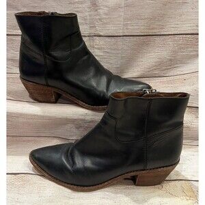Madewell Charley Leather Ankle Boots Black Classic Side Zip Size 7